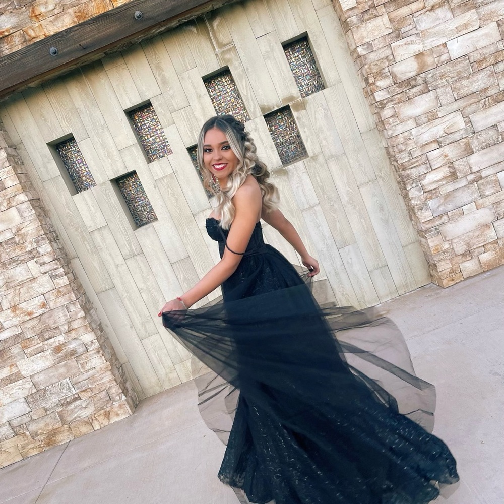 Black Tulle Evening Gown - Women's Formal Dress- prom, wedding , date party